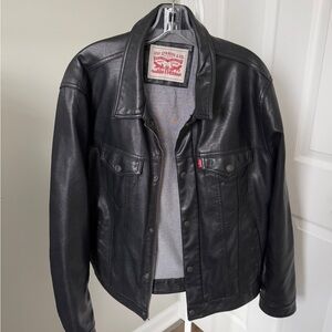 Levi's Black Vegan Leather Trucker Jacket for Men
